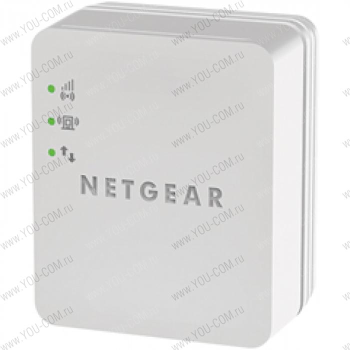 NETGEAR Universal Wireless-N 150 Mbps Repeater (No LAN) in a small housing for direct connection to power outlet