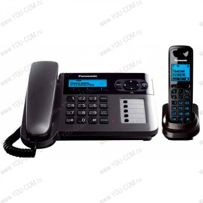 Panasonic KX-TG6451RUТ (титан) (2 в 1 проводной и беспроводной телефон, АОН, Caller ID (журнал на 50 вызовов))