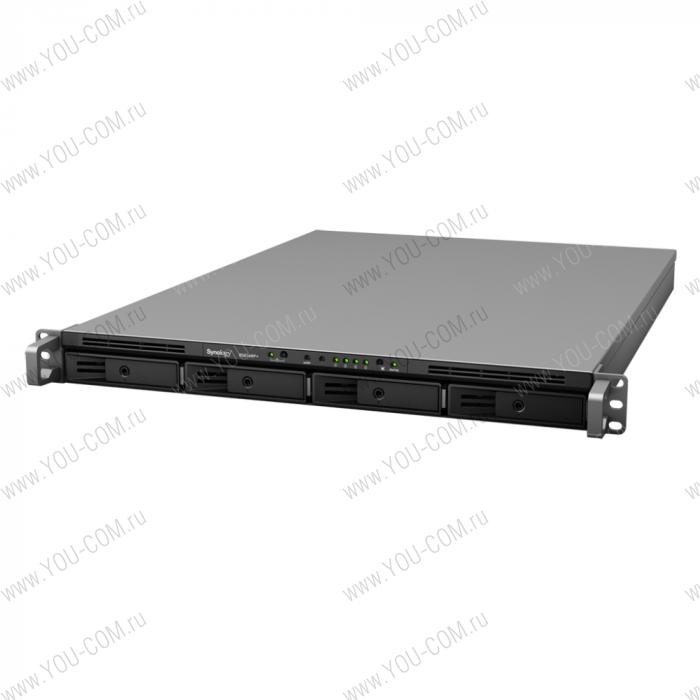 Synology (Rack 1U) RS814RP+ DC2,13GhzCPU/2Gb(up to 4)/RAID0,1,10,5,5+spare,6/up to 4hot plug HDDs SATA(3,5' or 2,5')(up to 8 with RX410)/2xUSB/1eSATA/4GigEth/iSCSI/2xIPcam(up to 20)/2xRPS/no rail