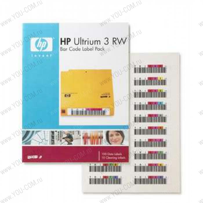 Набор наклеек HPE Ultrium3 800Gb bar code label pack (100 data + 10 cleaning) for C7973A (for libraries & autoloaders)