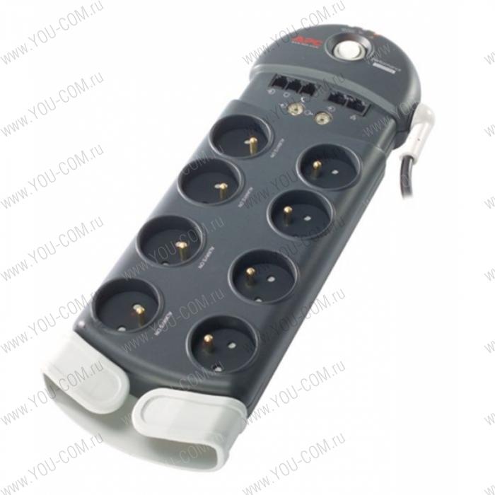 APC Performance AUDIO-VIDEO SurgeArrest 8 outlets with Phone & CoaxProtection 230V Russia, Silver (3,0m)