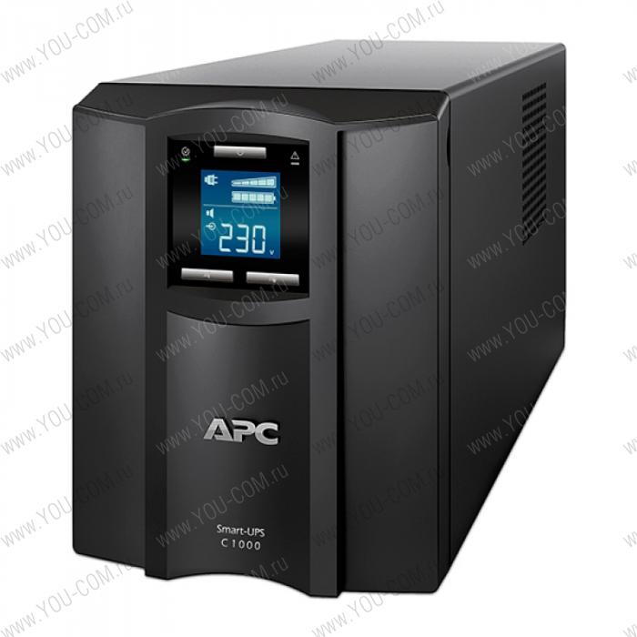 Источник бесперебойного питания APC Smart-UPS C 1000VA/600W, 230V, Line-Interactive, LCD (REP.SC1000I), 1 year warranty