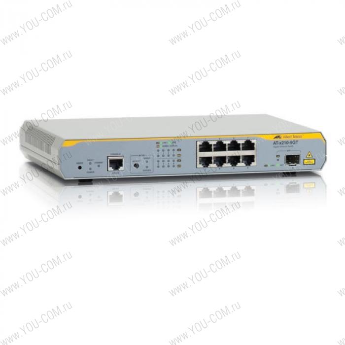 Allied Telesis L2+ switch with 8 x 10/100/1000TX ports and 1 SFP port (9 ports total)