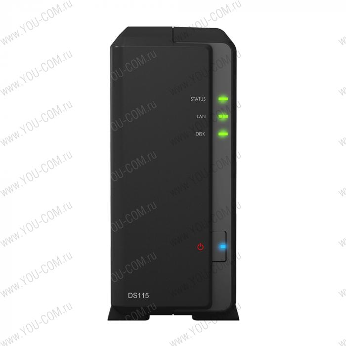 Synology DiskStation DS115 DC800MhzCPU/512Mb/up to 1HDD SATA(3,5'')/2xUSB3.0/1eSATA/1GigEth/iSCSI/2xIPcam( up to 10)/1xPS