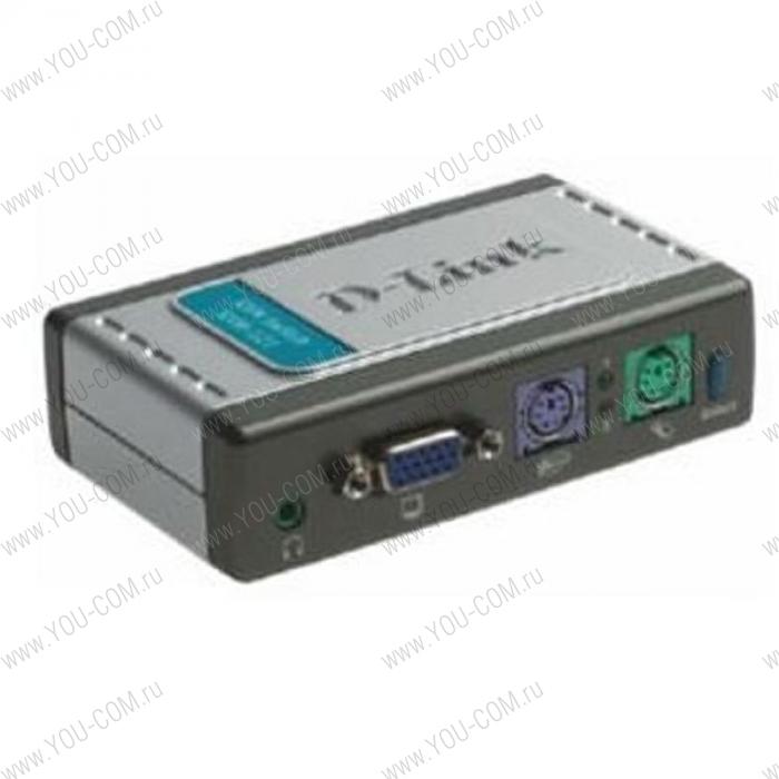 D-Link KVM-121, 2-port KVM Switch with build in cables, AT&PS/2, Audio Support