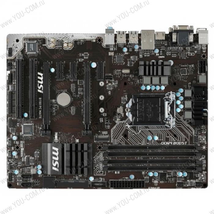 MSI B150 PC MATE (Socket 1151, intel B150, 4DDR4, PCIe x16, PCIe x1, SATA6Gb/s, USB3.1 Gen1, GbE LAN , VGA, HDMI, DVI, ATX