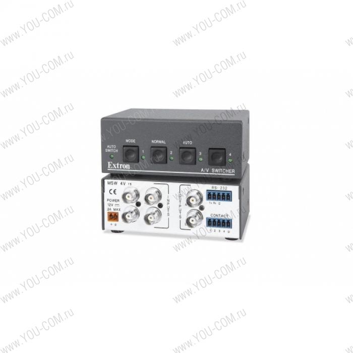 Коммутатор 4х1 Extron MSW 4V rs [60-480-11] композитного видео сигнала, управление по RS232 ("сухие контакты"), 300 МГц, разъемы BNC(F).
