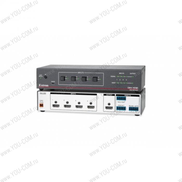 Коммутатор [60-841-22] Extron SW4 HDMI with EDID Minder сигнала HDMI с технологией EDID Minder®, поддержка HDCP, 5-конт. клеммные блоки для сигналов управления, настройки и групп. выхода.