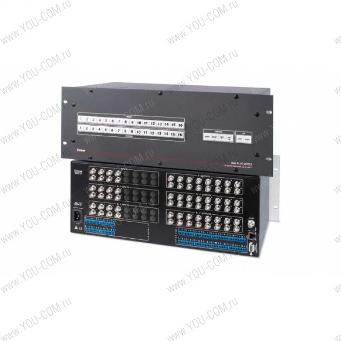 Матричный коммутатор 8x16 Extron MAV Plus 816 HDA [60-661-11] компонентного видео сигнала (разъемы BNC(F)) и стерео аудио (5-конт клеммные блоки), мониторинг и управление по IP Link® Ethernet, RS-232 и RS-422, высота 4U, 150 МГц.