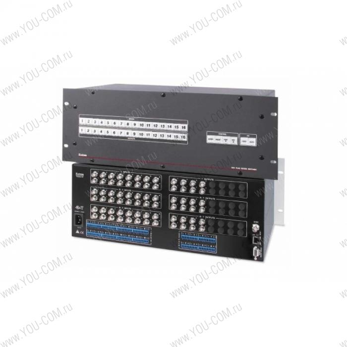 Матричный коммутатор 16x8 Extron MAV Plus 168 HDA [60-366-11] компонентного видео сигнала (разъемы BNC(F)) и стерео аудио (5-конт клеммные блоки), мониторинг и управление по IP Link® Ethernet, RS-232 и RS-422, высота 4U, 150 МГц.