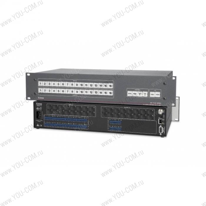 Матричный коммутатор 16x4 Extron MAV Plus 164 A [60-854-13] балансных и небалансных стерео аудио сигналов, мониторинг и управление по IP Link® Ethernet, RS-232 и RS-422, высота 2U, разъемы 5-конт. клеммные блоки (3.5 mm).