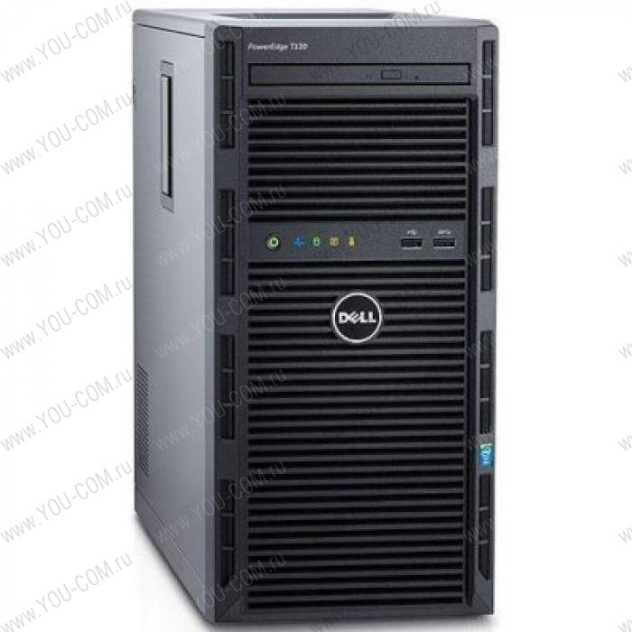 Cервер Dell PowerEdge T130 Tower/ E3-1220v6/ 2x8Gb UDIMM(2400)/ H330/ 1x1Tb SAS 7.2k LFF/ UpTo4LFF cabled HDD/ DVDRW/ iDRAC8 Exp/ 2xGE/ 1x290W cabled PSU/ 3YBWNBD (210-AFFS)