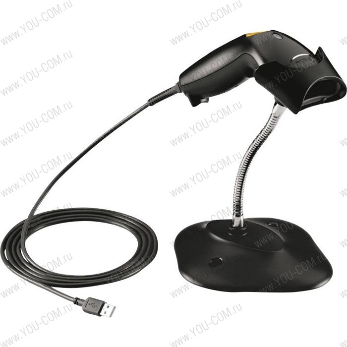 Zebra LS1203 Black with Stand USB Kit - EMEA: LS1203-CR10007R Scanner, CBA-U01-S07ZAR USB Cable, 20-73951-07R Stand