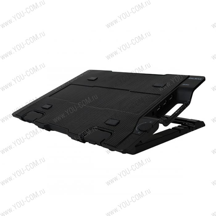 Система охлаждения нотбука ZM-NS2000 <retail, черная, для ноутбуков 17“, размеры: 375 x 275 x 26.7 ~ 51.3 mm, интерфейс: USB2.0 x 3, USB Input x 1, вентилятор 200мм> (существенное повреждение коробки)