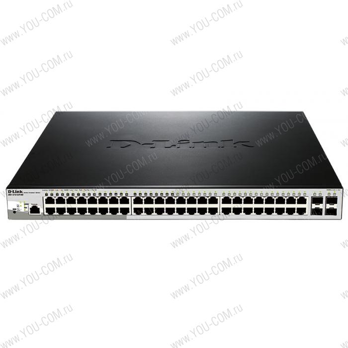 Коммутатор D-Link DGS-1210-52P/ME/B1A, L2 Managed Switch with 48 10/100/1000Base-T ports and 4 1000Base-X SFP ports (8 PoE ports 802.3af/802.3at (30 W), 16 PoE ports 802.3af  (незначительное повреждение коробки)