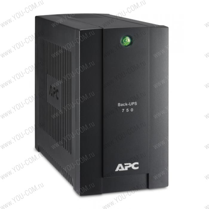APC Back-UPS 750VA/415W, 230V, 4 Schuko outlets (1 Surge & 3 batt.), USB, user repl. batt., 2 year warranty (незначительное повреждение коробки)