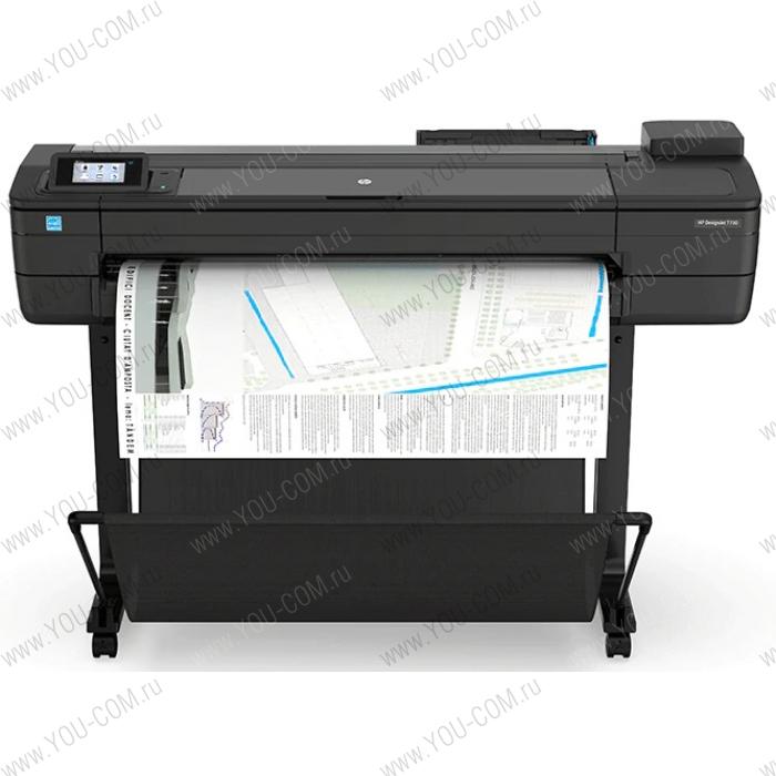 Широкоформатный принтер HP DesignJet T730 (36",4color,2400x1200dpi,1Gb, 25spp(A1 drawing mode),USB for Flash/GigEth/Wi-Fi,stand,media bin,rollfeed,sheetfeed,tray50 (A3/A4), autocutter,GL/2,RTL,PCL3 GUI, repl. F9A29A)