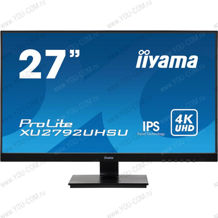  Монитор 27" Iiyama ProLite XU2792UHSU-B1 3840x2160@60Гц IPS LED 16:9 4ms DVI HDMI DP 2*USB3.0 80M:1 1000:1 178/178 300cd Tilt Speakers Black