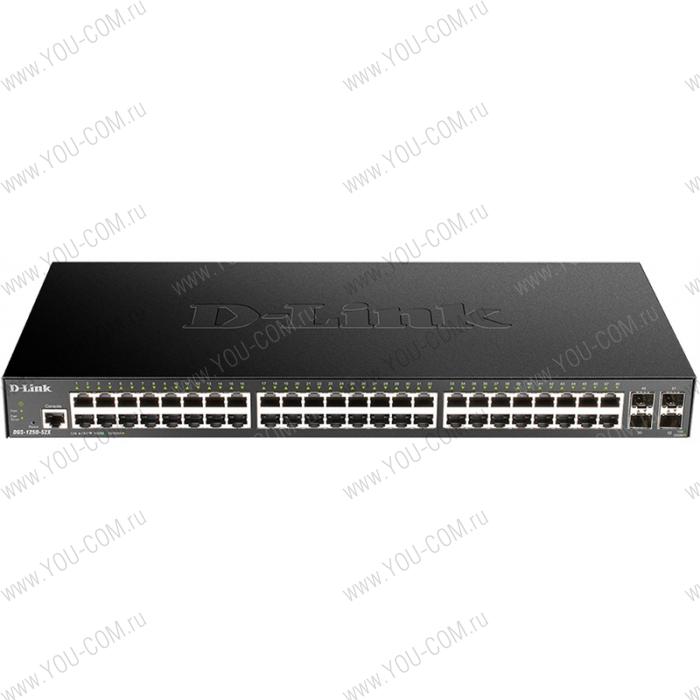 Коммутатор D-Link DGS-1250-52X/A1A, L2 Smart Switch with 48 10/100/1000Base-T ports and 4 10GBase-X SFP+ ports.16K Mac address, 802.3x Flow Control, 4K of 802.1Q VLAN, 4 IP Interface, 802.1p Priority Queues, AC