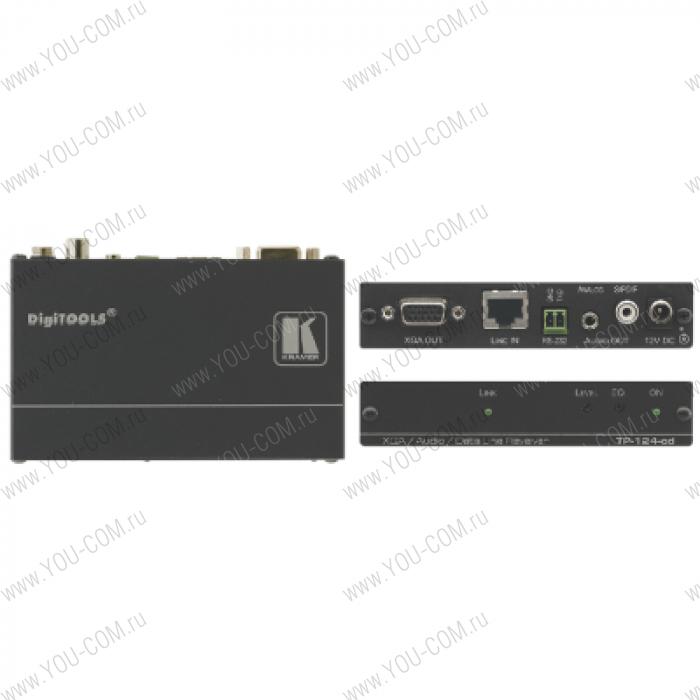 Приемник VGA, звуковых стерео (аналог и S/PDIF) и RS-232 сигналов из витой пары (TP), с регулировкой уровня и АЧХ с молниезащитой