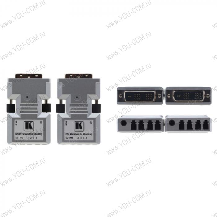 Передатчик и приемник сигнала DVI по волоконно-оптическому кабелю; кабель 4LC, многомодовый, без HDCP, до 500 м