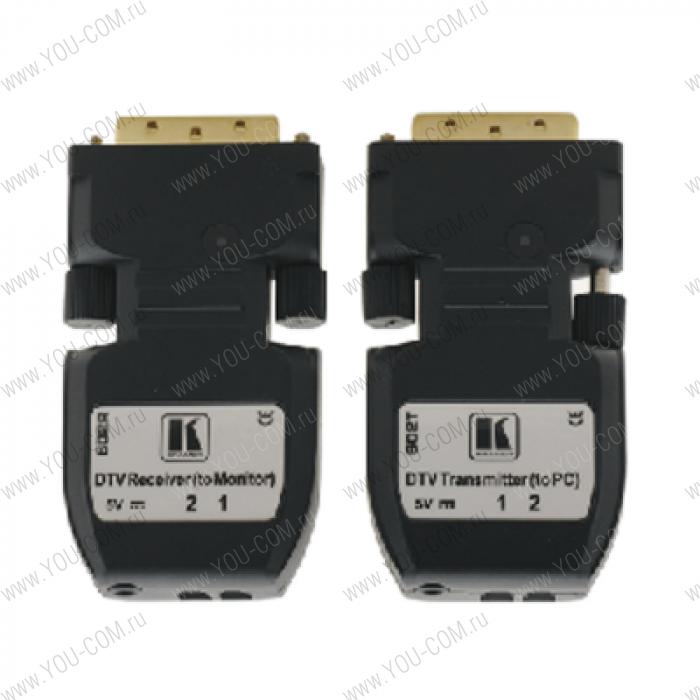 Передатчик и приемник сигнала DVI по волоконно-оптическому кабелю; кабель 2LC, много- или одномодовый, без HDCP, до 1500 м