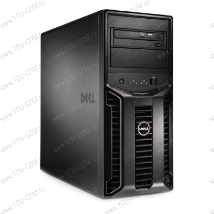 Сервер Dell "Башня"  PE T110-II E3-1230 (3.2Ghz) 4C, 2GB (1x2GB) SR LV UDIMM, (2)*500GB SATA HDD (up to 4x3.5"cabled HDD), On-board SATA, DVD+/-RW, Gigabit LAN, iDRAC6 Embedded BMC, PS 305W, Tower, 3y NBD
