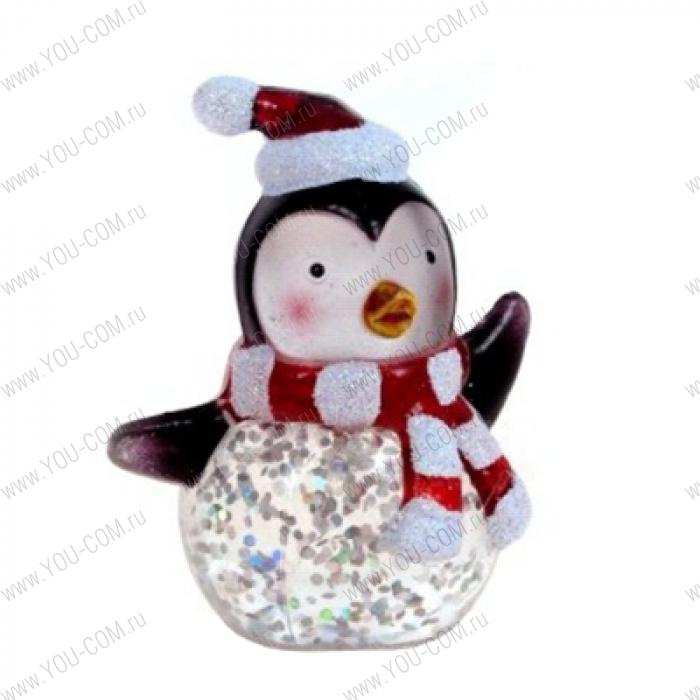 Подарок сувенир "Красно-белый пингвин" USB настольный, с подсветкой