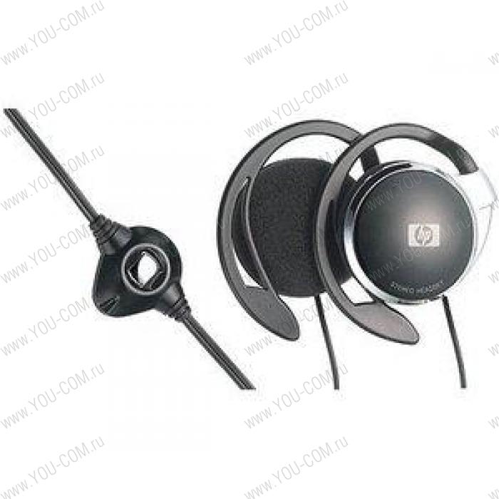 HP Stereo Headset , cable, over the ear, double, 28mm driver unit size, Regular Condenser Mic, 3.5mm plug, Volume Control