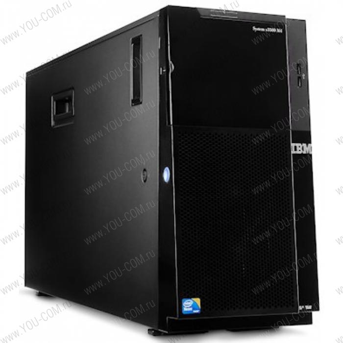 Сервер Башня IBM Express x3500 M4 Tower 5U,Xeon E5-2603v2 4C(1.8GHz/1333MHz/10MB/80W),1x4GB/1600MHz/1.35V LP RDIMM,noHDD 2.5"HS SAS/SATA(upto8/32),Multiburner,M1115(0cache,RAID 0,1,10,5,50),4xGbE,1x550W P/S(upto2)