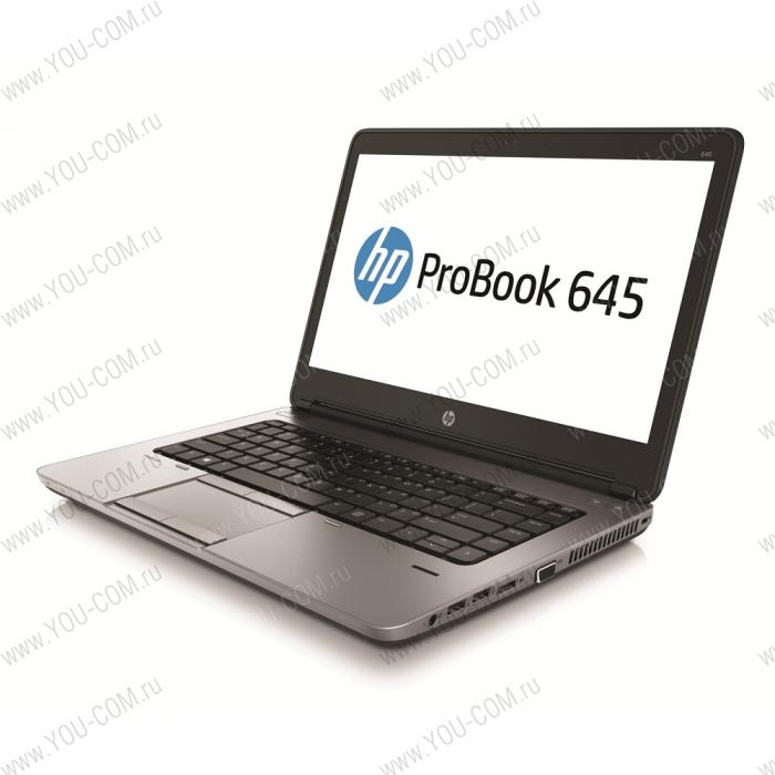 Ноутбук HP ProBook 645 UMA 645 / A6-5350 / 14 HD AG / 4GB / 500GB 7200 / W7p64 / DVD+-RW / 1yw / Webcam / kbd DP / Broadcom abgn 2x2+BT / FPR