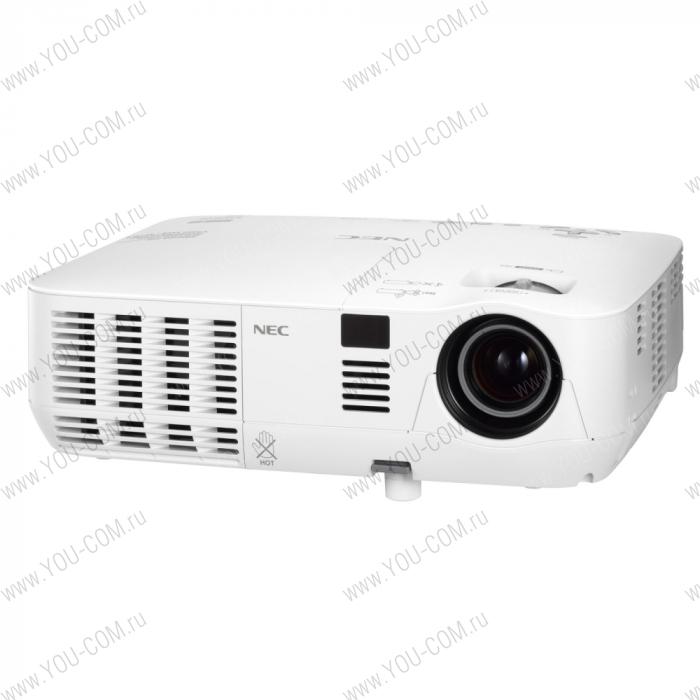 Проектор NEC projector V281W DLP, 3D ready, 1280 x 800 WXGA, 2800lm, 3000:1, 2.5kg, HDMI, VGA x2, S-Video, RJ45, Lamp:3000hrs(repl V260W)