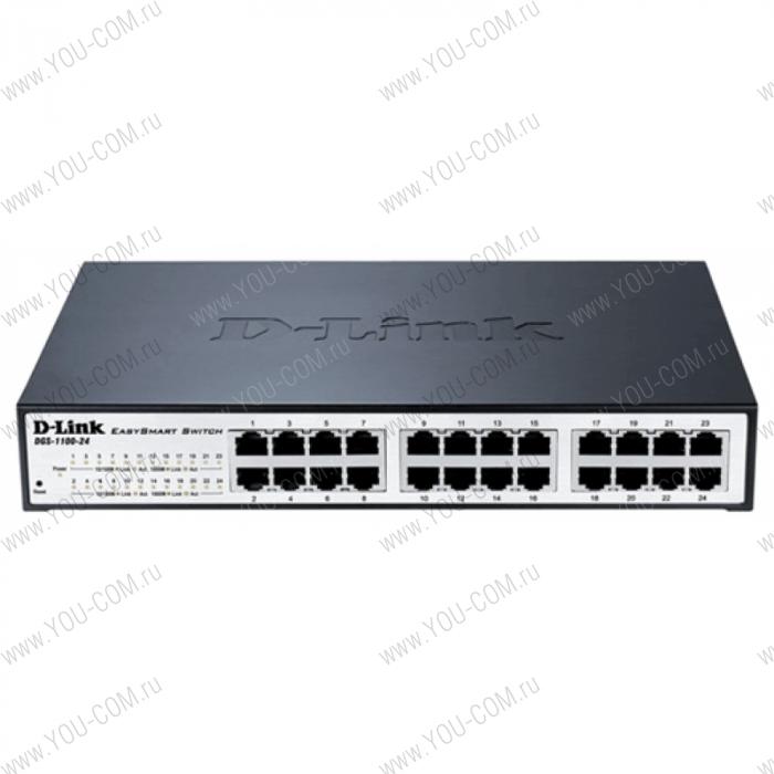 D-Link DGS-1100-24/A1A, 24-port 10/100/1000Base-T compact 11” EasySmart switch