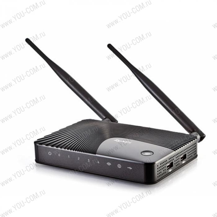 'ZyXEL Интернет-центр для выделенной линии Gigabit Ethernet, с точкой доступа Wi-Fi 802.11n 300 Мбит/с, коммутатором Gigabit Ethernet и многофункциональным 2-портовым хостом USB''