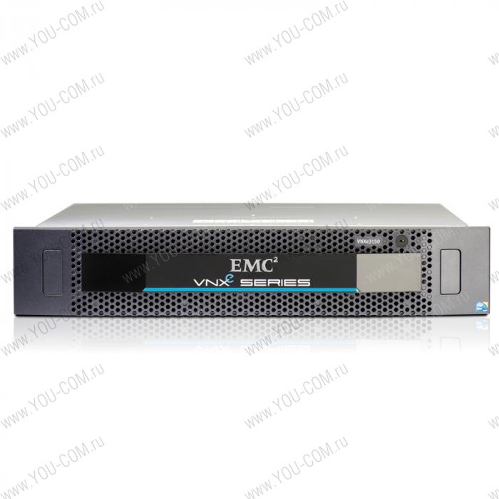 EMC VNXe3150 Disk Array/2xCntr with 4Gb cash (8Gb total)/6x600Gb10kSAS SFF Hdds (up to 25)/2x2ports RJ45 1GbEth modls/ThinPro,Deduplication,Local Protect/2xRPS*V212D08A25PM_Prom1