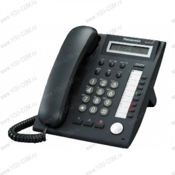 Panasonic KX-DT321-B Цифровой системный телефон с 1-стр. дисплеем и спикерфоном (8 кнопок) черный