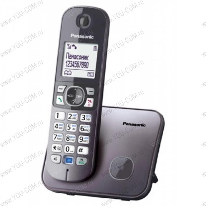 Panasonic KX-TG6811RUM (серый металлик) (АОН, 40 мелодий звонка, часы, будильник, подсветка дисплея,часы, 120 ном., поиск трубки, кр.на стену)