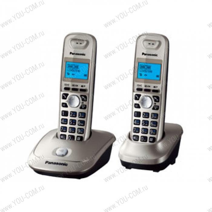 Panasonic KX-TG2512RUN (платиновый) (АОН, дисплей, подсветка дисплея,часы, 50 ном., полифония, спикерфон + дополнительная трубка в комплекте)