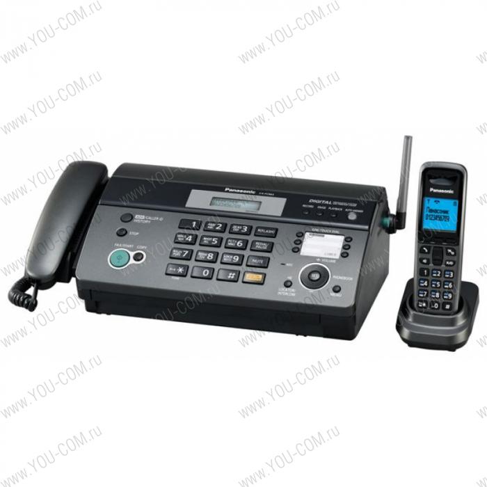 Panasonic Факс KX-FC965RU-T (темно-серый) (на термобумаге,трубка DECT, цифровой автоответчик, отложенная передача, прием при отсутствии бумаги, двухстрочный дисплей , автообрезка)