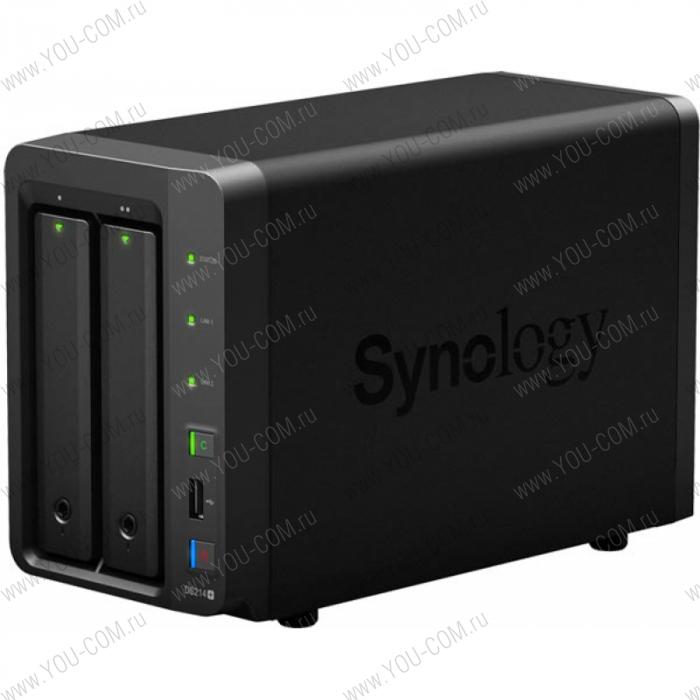 Synology DiskStation DS214+ 1,33GhzCPU/1GB/RAID0,1,10,5,5+spare,6/up to 2HDDs SATA(3,5' ')/2xUSB3.0,1xUSB2.0/1eSATA/2GigEth/iSCSI/2xIPcam( up to 16)/1xPS