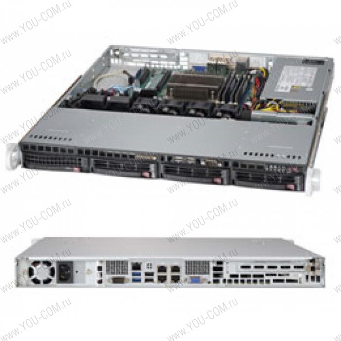 Supermicro SuperServer 1U 5018D-MTLN4F no CPU(1)/ no memory(4)/ on board RAID 0/1/5/10/ no HDD(4)LFF/ 4xGE/1xFH/ 1noRx350W Gold/ Backplane 4xSATA/SAS