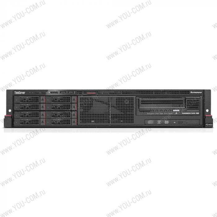 ThinkServer RD450 E5-2609v3 Rack(2U)/Xeon6C 1.9GHz(15Mb)/1x8GbR1DIMM(2133)/Raid110iSATAnoCache (RAID 0/1/10)/no HDD(8)LFF/DVDRW/2x1GbRJ45/1x750PLRPS(2) /W1Yonsite