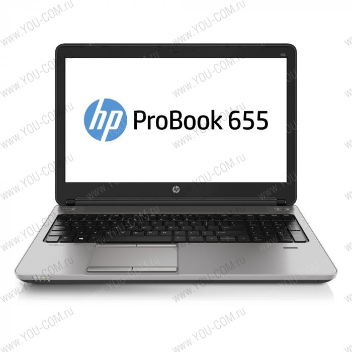HP ProBook 655 Quad A10-5750MQ 2.5GHz,15.6" HD AG LED Cam,4GB DDR3(1),500GB 7.2krpm,DVDRW,WiFi,BT 4.0,6CLL,FPR,COM-port,2.5kg,1y,Win7Pro(64)+Win8Pro (64)
