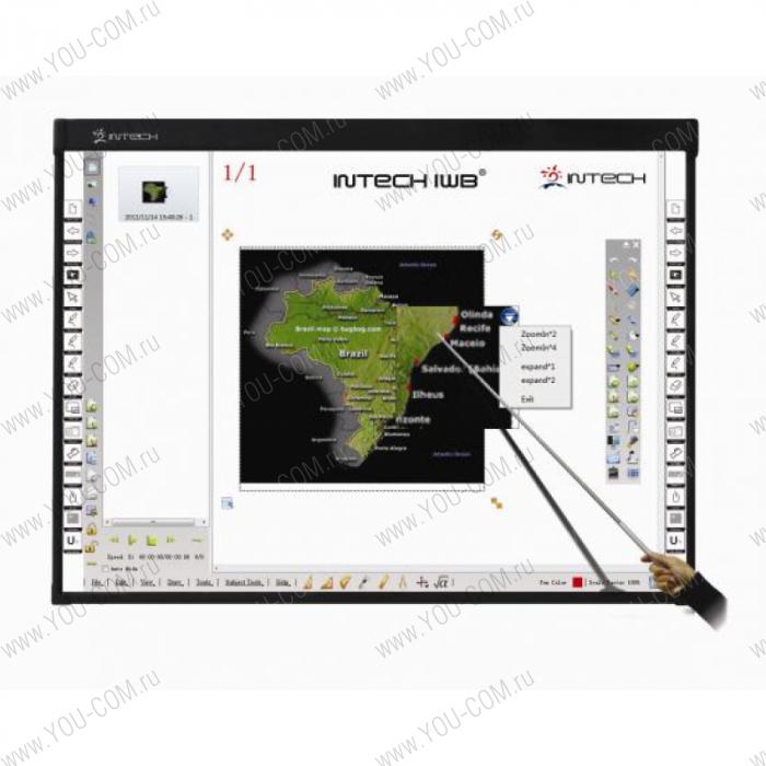 Оптическая интерактивная доска (DV) 78" (4:3), разрешение 32768 x 32768, размеры 1742х1281х36 мм, рабочее поле 1634 x 1173 мм, multi-touch W7