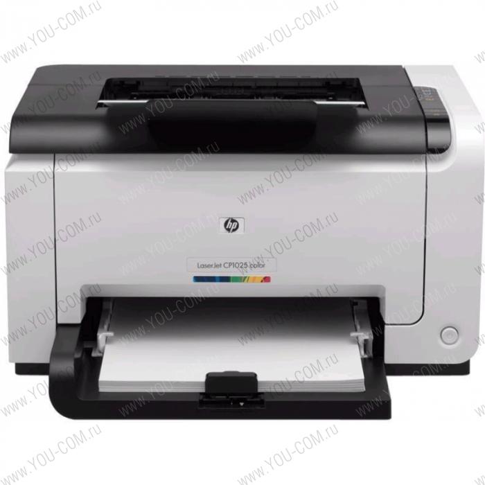HP LaserJet Pro CP1025 (A4, 600x600dpi, 16(4) ppm, 8Mb, 1 tray 150, 1y warr, 4 Cartridges 500pages in box, USB, replace CC376A, CE913A)