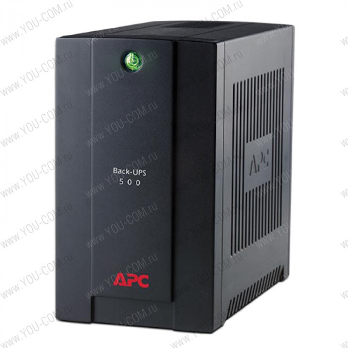 APC Back-UPS 500VA/300W, 230V, 4 Russian outlets (1 Surge & 3 batt.), user repl. batt., 2 year warranty(DISCONTINUED, REPLACED BY BC650-RSX761)