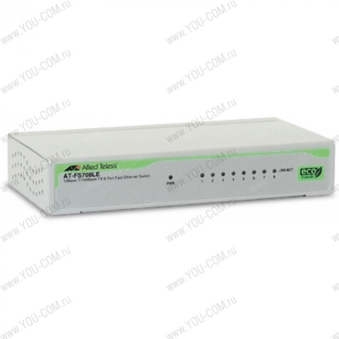 Коммутатор Allied Telesis 8 port 10/100 unmanaged POE switch with 1 SFP uplink