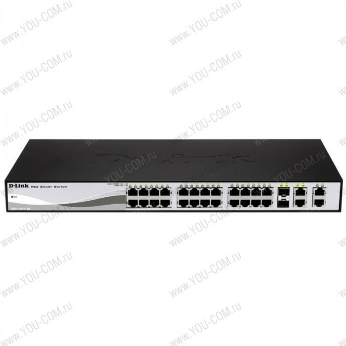 D-Link DES-1210-28, WEB Smart III Switch with 24 10/100Base-TX + 2 10/100/1000BASE-T + 2 combo of 10/100/1000BASE-T/SFP