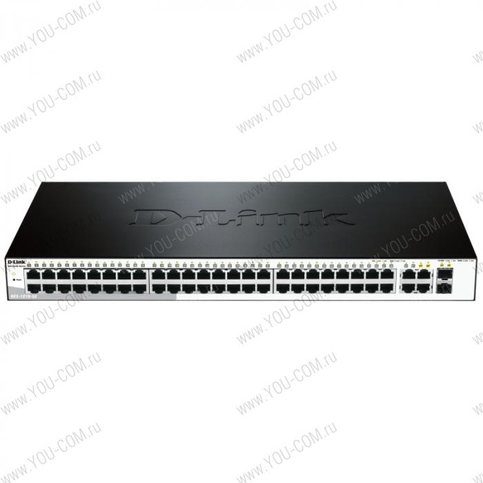 Коммутатор D-Link DES-1210-52/C1A, WEB Smart III Switch with 48 ports 10/100Mbps and 2 ports 10/100/1000Mbps and 2 Combo 10/100/1000BASE-T/SFP