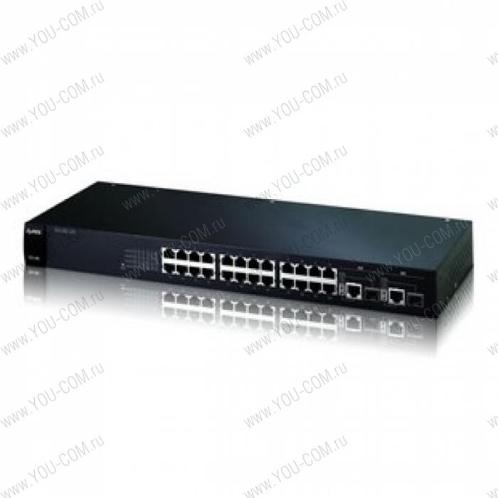 ZyXEL ES1100-24G 24-портовый коммутатор Fast Ethernet с 2 портами Gigabit Ethernet совмещенными с SFP-слотами